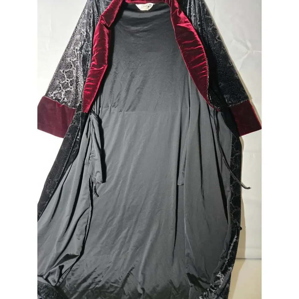 Diamond Tea Vintage Luxury Robe Velvet Gown Red Black Size Small - Picture 8 of 10